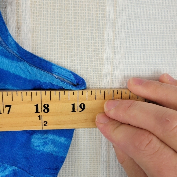 Vintage R&K Originals Hawaiian Style Midi Dress Blue Size 14 Petite - Picture 4 of 9